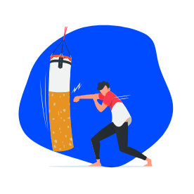 Personne qui boxe un mégot